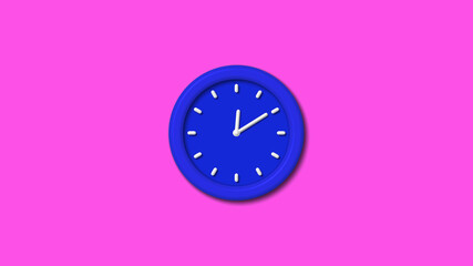 New blue color 3d wall clock on pink background,wall clock