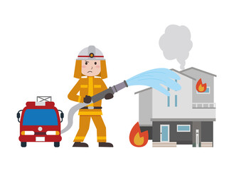 消防士　消火活動