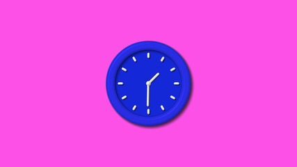 New blue color 3d wall clock on pink background,wall clock