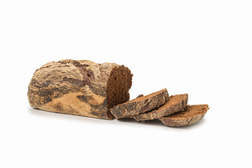 Brown bread isolated on white background.