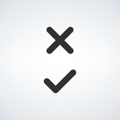 Tick and cross signs. true and false icon. Check mark symbols. Stock vector illustration isolated on white background.