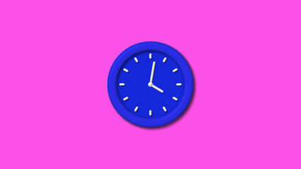 Best blue color 3d wall clock on pink background,Counting down wall clock