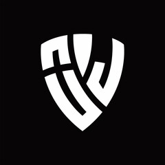 OJ Logo monogram with shield elements shape design template