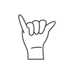 Fototapeta na wymiar y hand sign language line style icon vector design
