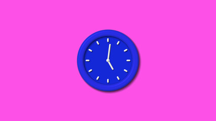 Best blue color 3d wall clock on pink background,Counting down wall clock