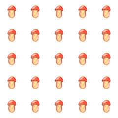Mushrooms seamless pattern. Vegetable background, texture with brown watercolor clip art. Perfect for menu, seasonal design, packaging, home textiles, children's prints
