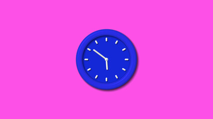 Best blue color 3d wall clock on pink background,Counting down wall clock