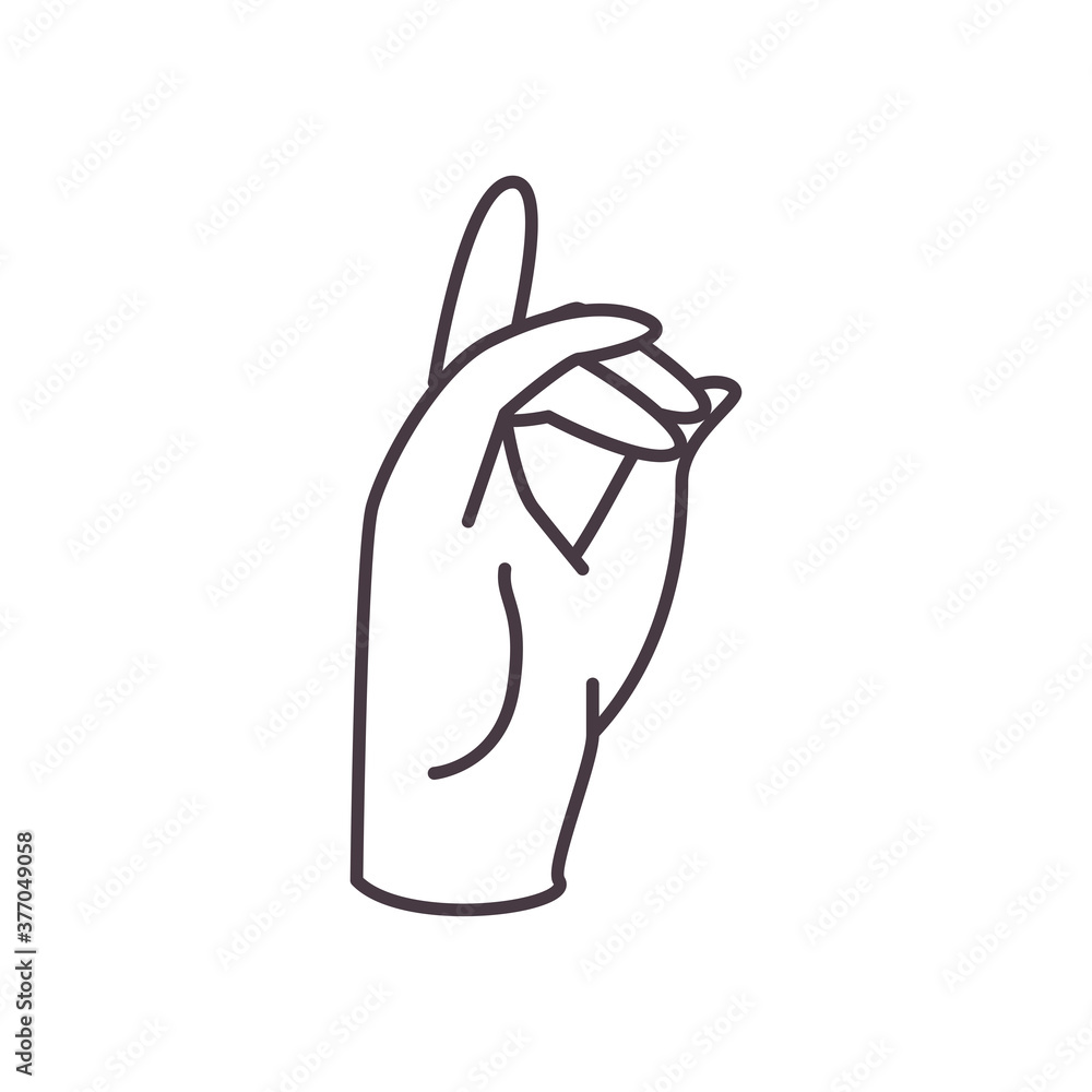 Poster d hand sign language line style icon vector design