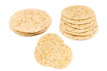 Pitta bread with seeds isolated on white
