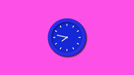 Best blue color 3d wall clock on pink background,Counting down wall clock