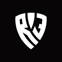 RE Logo monogram with shield elements shape design template