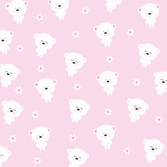 Teddy  polar bear pattern  and light pink background.