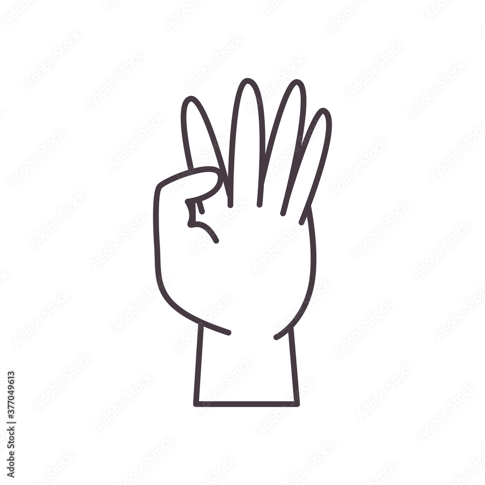 Poster four hand sign language line style icon vector design