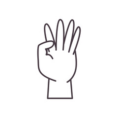 Fototapeta na wymiar four hand sign language line style icon vector design