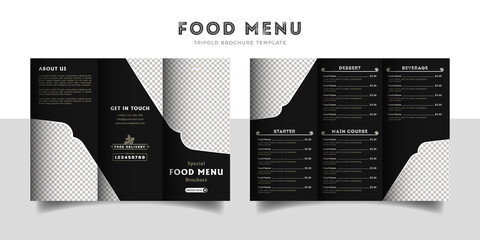 Food menu trifold brochure template. Food brochure for restaurant. 