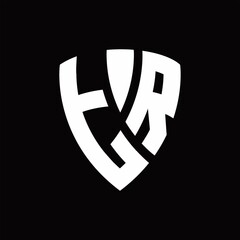 TR Logo monogram with shield elements shape design template