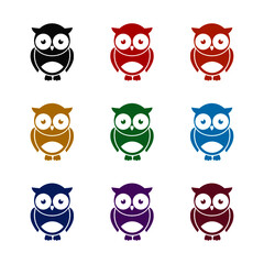 Fototapeta premium Cute simple Owl icon, color set
