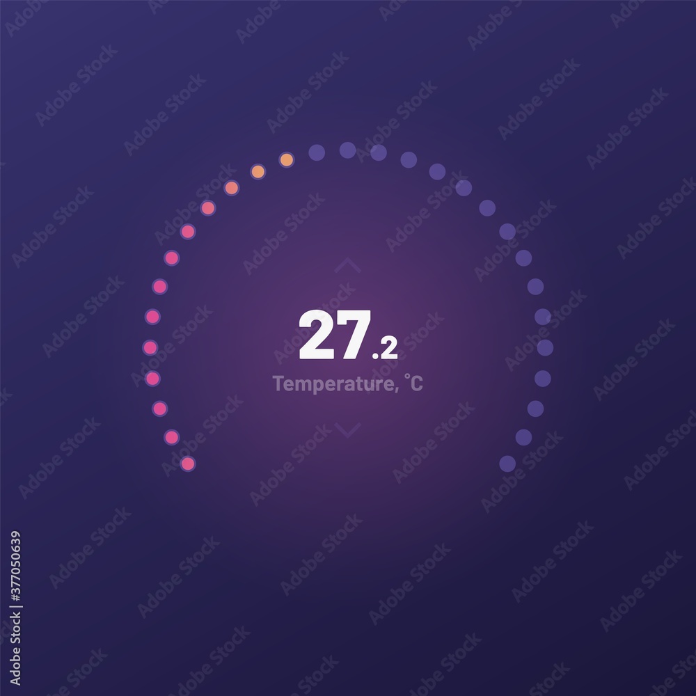 Poster control knob used for regulating. ui and ux kit. control center design. progress bar. temperature co