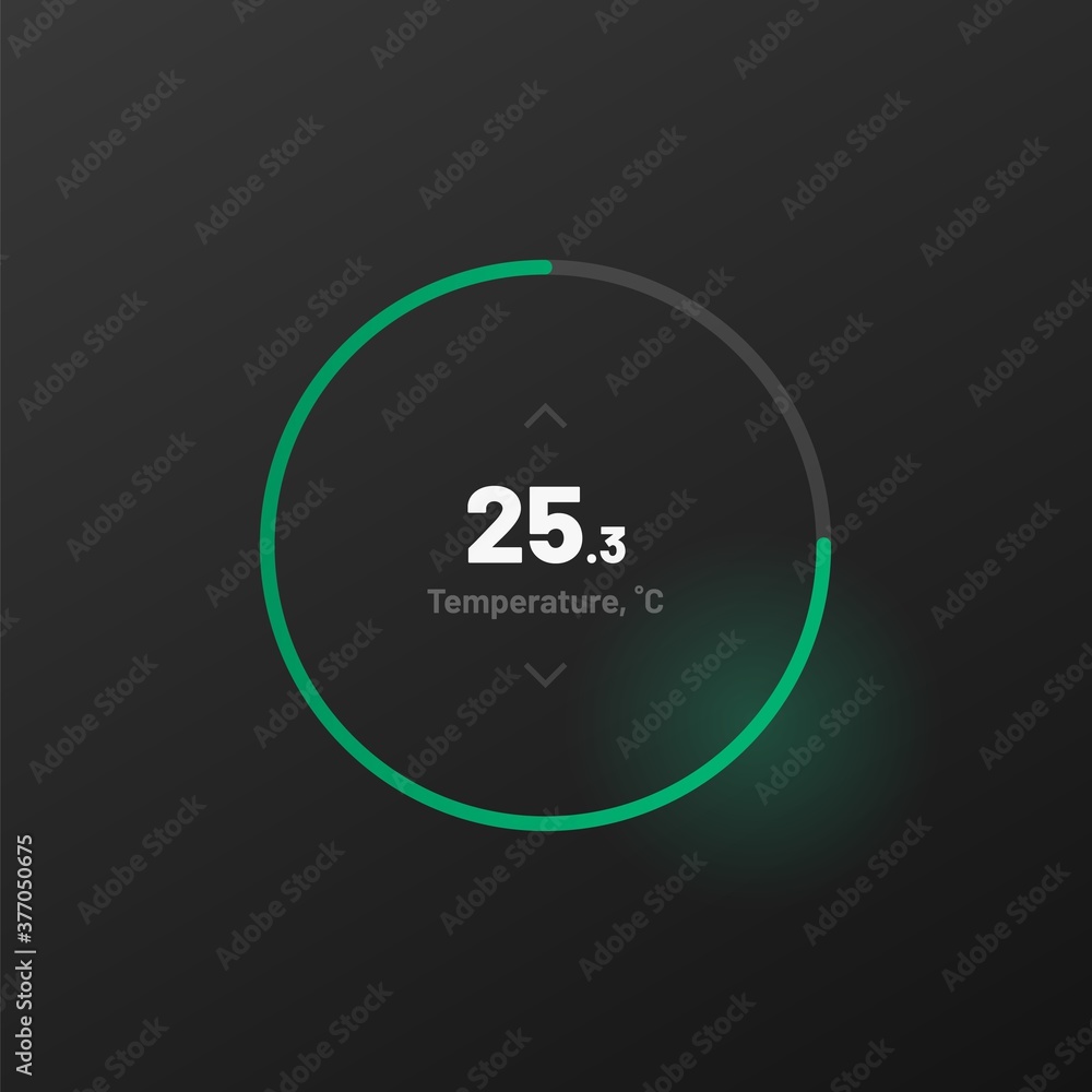 Poster control knob used for regulating. ui and ux kit. control center design. progress bar. temperature co