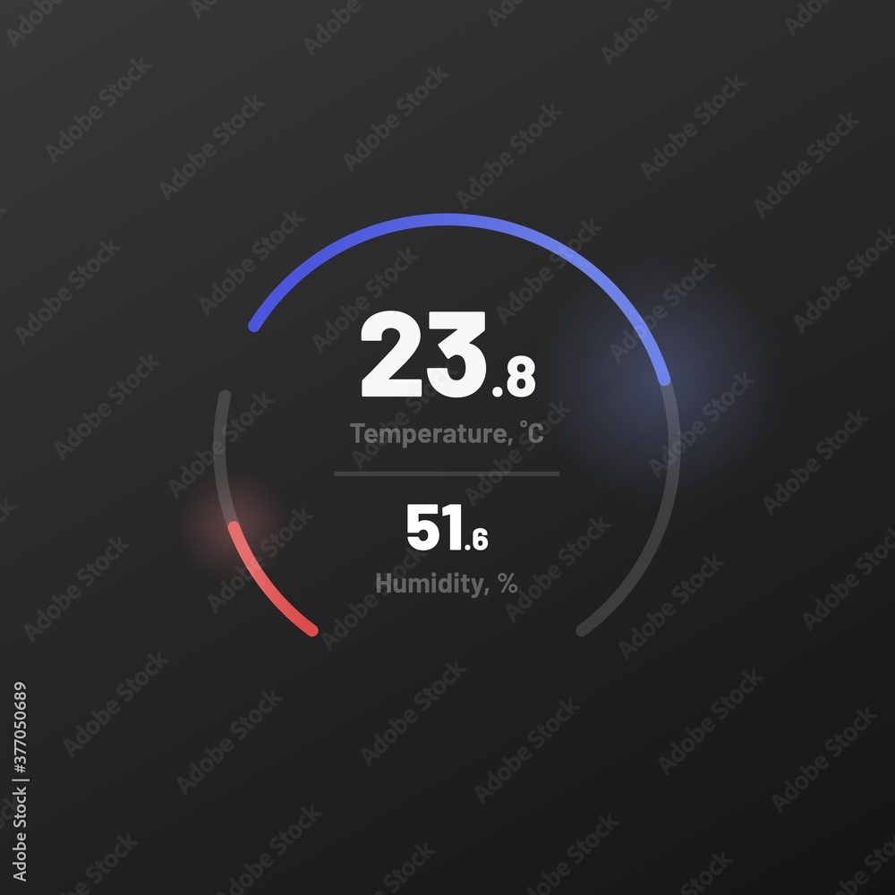 Poster control knob used for regulating. ui and ux kit. control center design. progress bar. temperature co