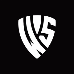 WS Logo monogram with shield elements shape design template
