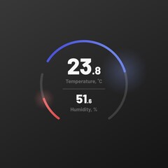 Control knob used for regulating. UI and UX Kit. Control center design. Progress bar. Temperature control. Eps 10.