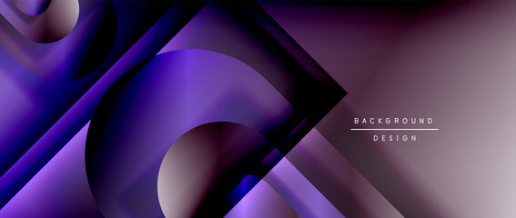 Vector geometric abstract background with lines and modern forms. Fluid gradient with abstract round shapes and shadow and light effects