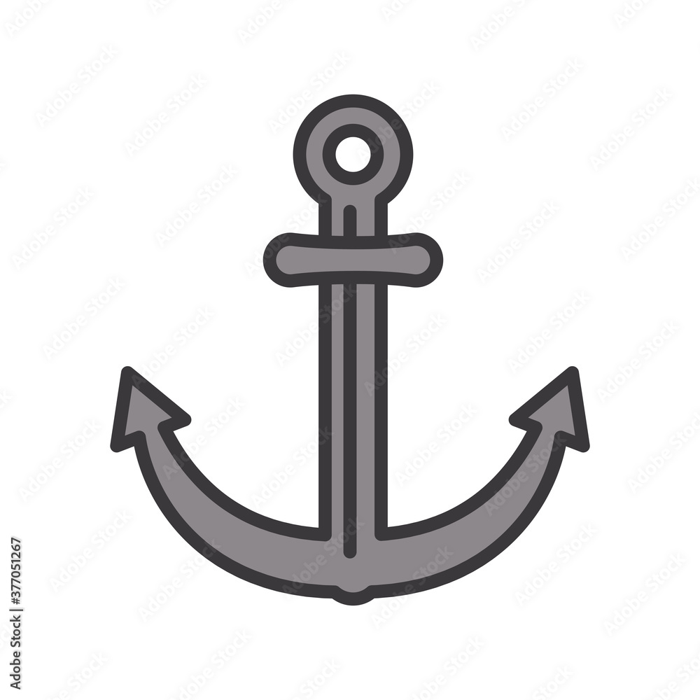 Poster anchor line and fill style icon vector design