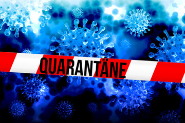 Corona Virus und Absperrband Quarantäne