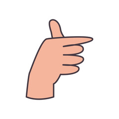 t hand sign language line and fill style icon vector design
