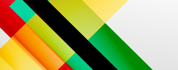 Geometric abstract backgrounds with shadow lines, modern forms, rectangles, squares and fluid gradients. Bright colorful stripes cool backdrops