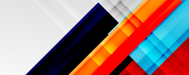Fototapeta premium Geometric abstract backgrounds with shadow lines, modern forms, rectangles, squares and fluid gradients. Bright colorful stripes cool backdrops