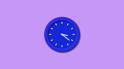 Beautiful blue color 3d wall clock on purple light background