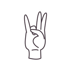 seven hand sign language line style icon vector design