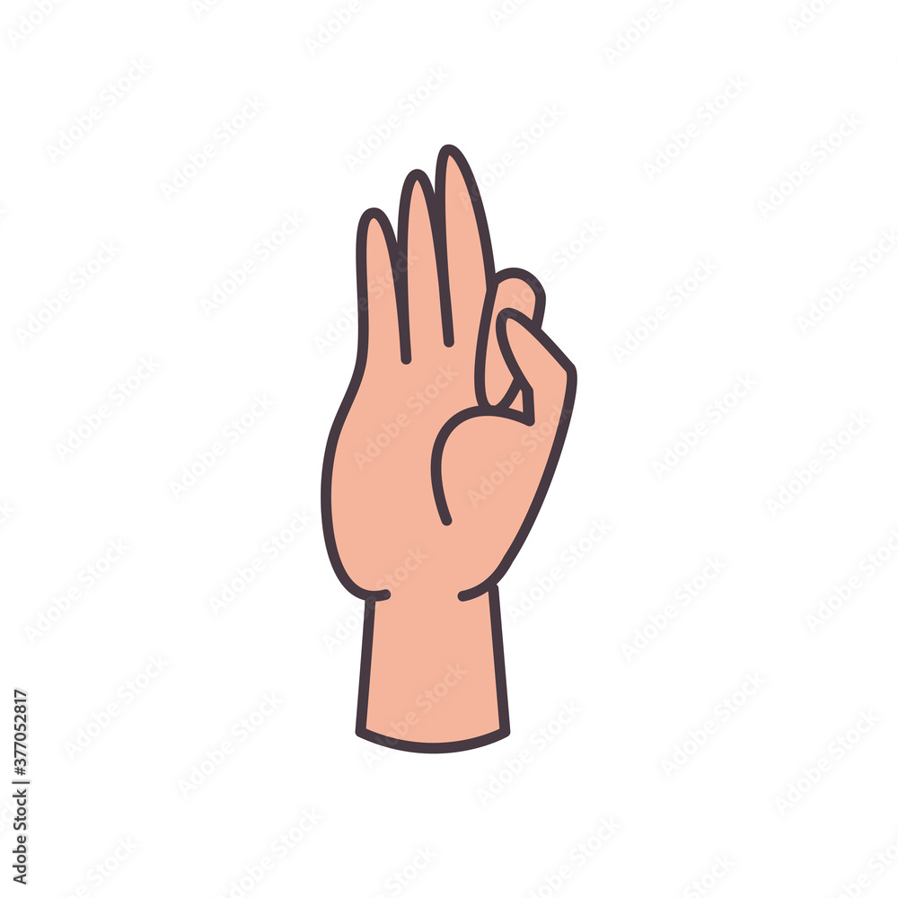 Poster f hand sign language line and fill style icon vector design