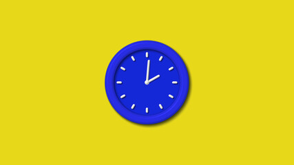 12 hours counting down 3d wall clock icon on yellow background,clock image