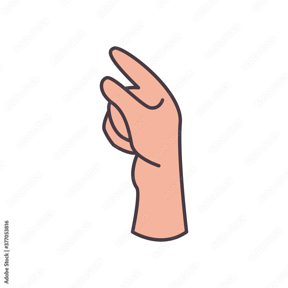 Poster z hand sign language line and fill style icon vector design