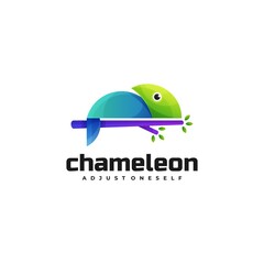 Vector Logo Illustration Chameleon Gradient Colorful Style.