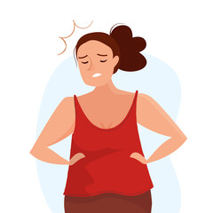 Sad unhappy woman. Cartoon flat vector. 