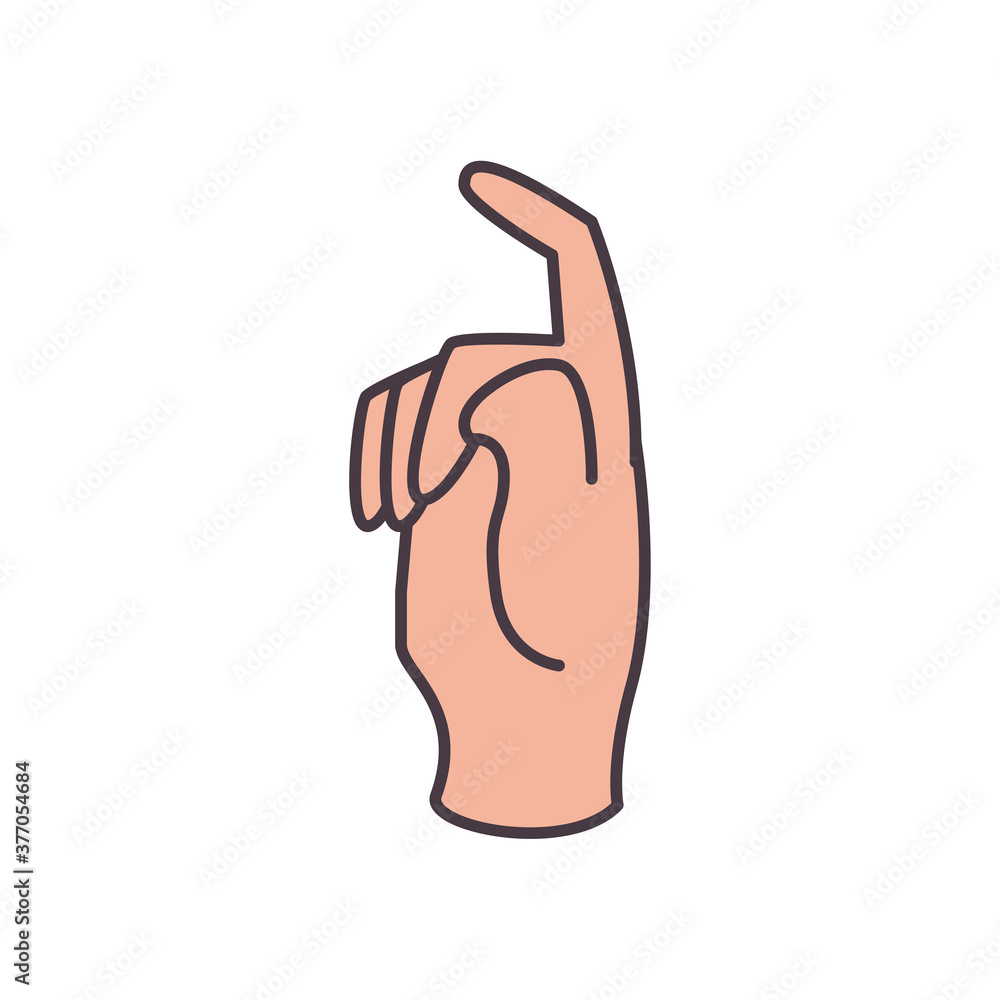 Poster x hand sign language line and fill style icon vector design