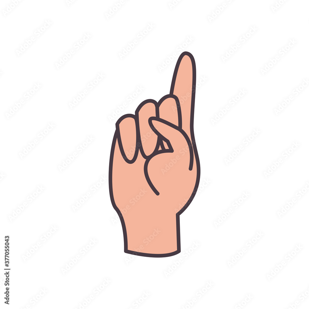 Poster d hand sign language line and fill style icon vector design