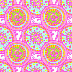 Seamless pattern with cute hand drawn ornamental shapes. Doodle style. Vector