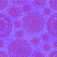 Seamless pattern with cute hand drawn ornamental shapes. Doodle style. Vector
