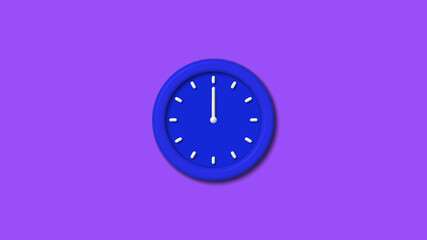 Amazing blue color 3d wall clock on purple background,wall clock image