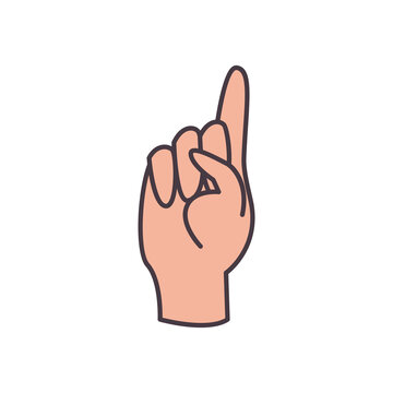 d hand sign language line and fill style icon vector design