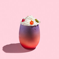Milkshake on pink background