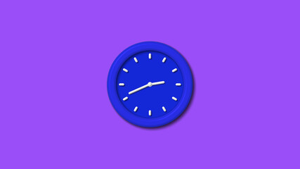 Amazing blue color 3d wall clock on purple background,wall clock image