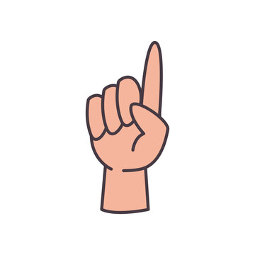 one hand sign language line and fill style icon vector design