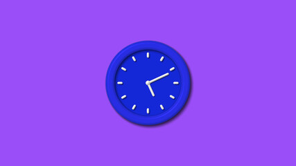 Amazing bue color 3d wall clock icon on purple background,clock,wall clock image