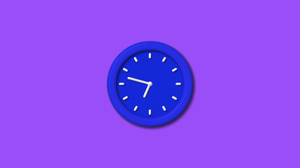 Amazing bue color 3d wall clock icon on purple background,clock,wall clock image